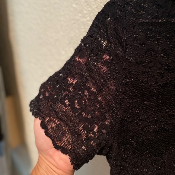 Modest Knee Length Black Lace Dress Scoop Back - Size 6 - Picture 5 of 6